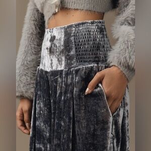 NWT $148 ANTHROPOLOGIE crushed velvet wide leg pants XS